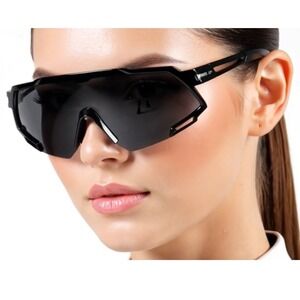Women Polarized Sunglasses Black Lens Sports Eyewear‎ UV Protection Shield Gafas